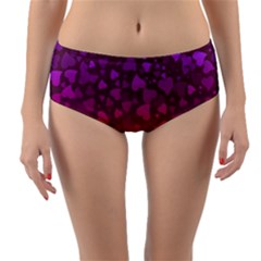 Purple Pink Hearts  Reversible Mid-waist Bikini Bottoms by LoolyElzayat