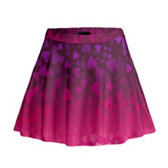 Purple Pink Hearts  Mini Flare Skirt by LoolyElzayat