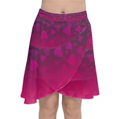 Purple Pink Hearts  Chiffon Wrap Front Skirt by LoolyElzayat