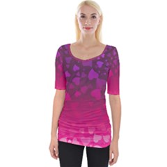 Purple Pink Hearts  Wide Neckline Tee