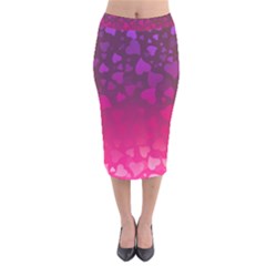 Purple Pink Hearts  Velvet Midi Pencil Skirt by LoolyElzayat