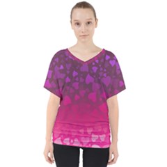 Purple Pink Hearts  V-neck Dolman Drape Top by LoolyElzayat