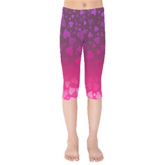 Purple Pink Hearts  Kids  Capri Leggings  by LoolyElzayat