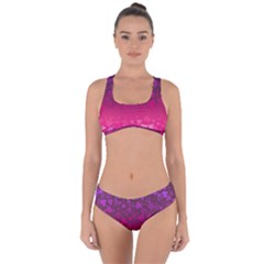 Purple Pink Hearts  Criss Cross Bikini Set by LoolyElzayat