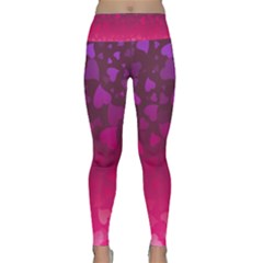 Purple Pink Hearts  Lightweight Velour Classic Yoga Leggings by LoolyElzayat