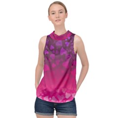 Purple Pink Hearts  High Neck Satin Top by LoolyElzayat