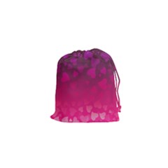 Purple Pink Hearts  Drawstring Pouch (xs) by LoolyElzayat