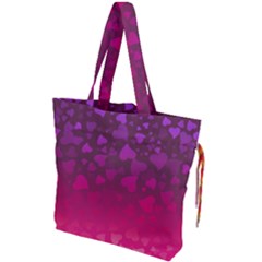 Purple Pink Hearts  Drawstring Tote Bag by LoolyElzayat