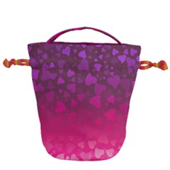 Purple Pink Hearts  Drawstring Bucket Bag by LoolyElzayat