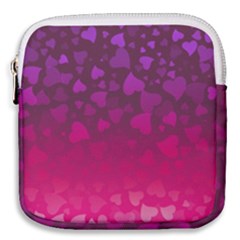 Purple Pink Hearts  Mini Square Pouch by LoolyElzayat