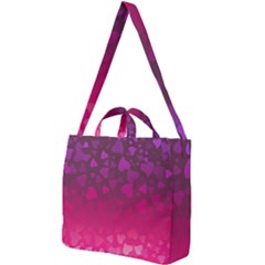 Purple Pink Hearts  Square Shoulder Tote Bag by LoolyElzayat