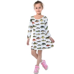 Ml 71 Fish Of North America Kids  Long Sleeve Velvet Dress by ArtworkByPatrick