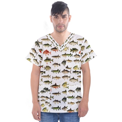 Ml 71 Fish Of North America Men s V-neck Scrub Top by ArtworkByPatrick