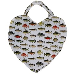 Ml 71 Fish Of North America Giant Heart Shaped Tote by ArtworkByPatrick