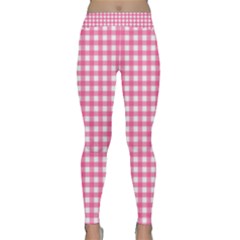 Pink Gingham Classic Yoga Leggings by retrotoomoderndesigns