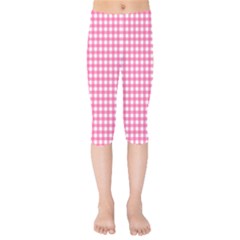 Pink Gingham Kids  Capri Leggings  by retrotoomoderndesigns