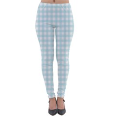 Blue Gingham Lightweight Velour Leggings by retrotoomoderndesigns