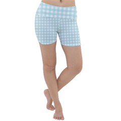 Blue Gingham Lightweight Velour Yoga Shorts by retrotoomoderndesigns