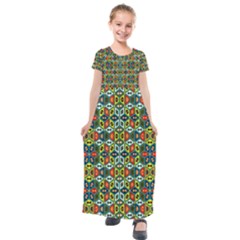 Ml-7-2 Kids  Short Sleeve Maxi Dress by ArtworkByPatrick