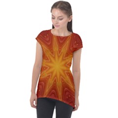 Fractal Wallpaper Colorful Abstract Cap Sleeve High Low Top