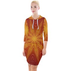 Fractal Wallpaper Colorful Abstract Quarter Sleeve Hood Bodycon Dress