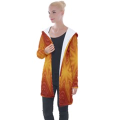 Fractal Wallpaper Colorful Abstract Longline Hooded Cardigan