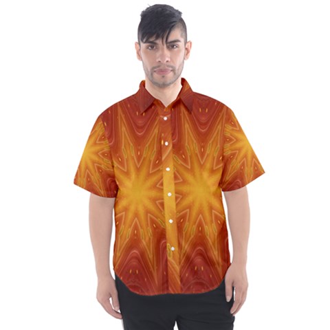 Fractal Wallpaper Colorful Abstract Men s Short Sleeve Shirt by Mariart