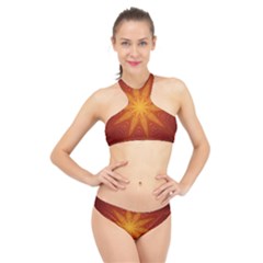 Fractal Wallpaper Colorful Abstract High Neck Bikini Set