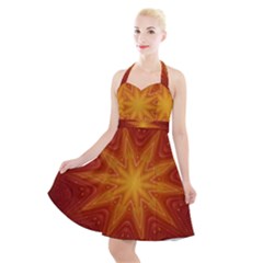 Fractal Wallpaper Colorful Abstract Halter Party Swing Dress 