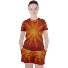 Fractal Wallpaper Colorful Abstract Women s Tee And Shorts Set