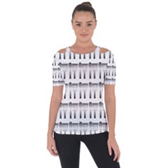 Kitchen Background Spatula Shoulder Cut Out Short Sleeve Top