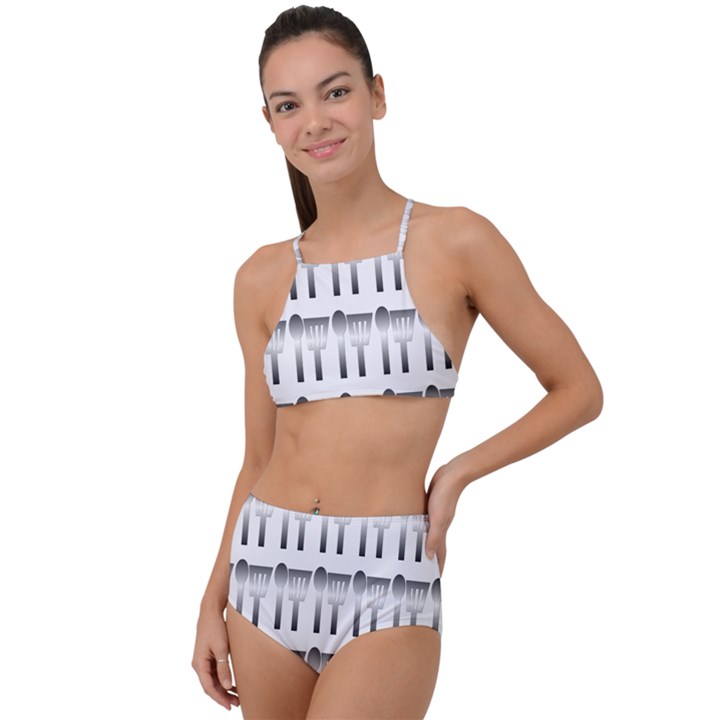 Kitchen Background Spatula High Waist Tankini Set