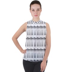 Kitchen Background Spatula Mock Neck Chiffon Sleeveless Top