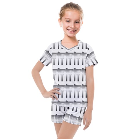 Kitchen Background Spatula Kids  Mesh Tee And Shorts Set by Mariart