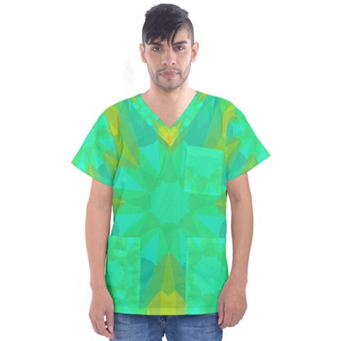 Kaleidoscope Background Men s V-neck Scrub Top by Mariart