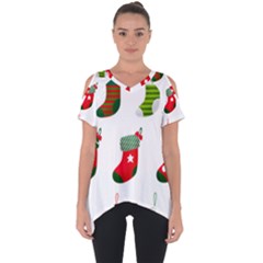 Christmas Stocking Candle Cut Out Side Drop Tee by Mariart