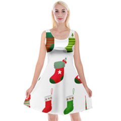 Christmas Stocking Candle Reversible Velvet Sleeveless Dress by Mariart