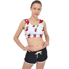 Christmas Stocking Candle V-back Sports Bra by Mariart