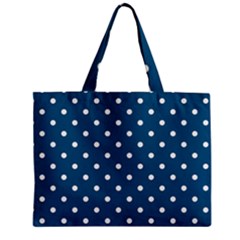 Polka Dot - Turquoise  Zipper Mini Tote Bag by WensdaiAmbrose