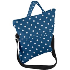 Polka Dot - Turquoise  Fold Over Handle Tote Bag by WensdaiAmbrose