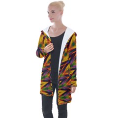 Background Abstract Texture Chevron Longline Hooded Cardigan