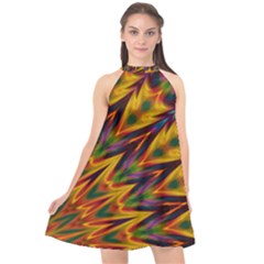 Background Abstract Texture Chevron Halter Neckline Chiffon Dress  by Mariart