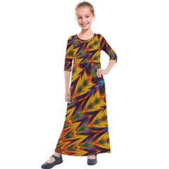 Background Abstract Texture Chevron Kids  Quarter Sleeve Maxi Dress