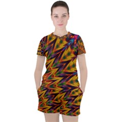 Background Abstract Texture Chevron Women s Tee And Shorts Set