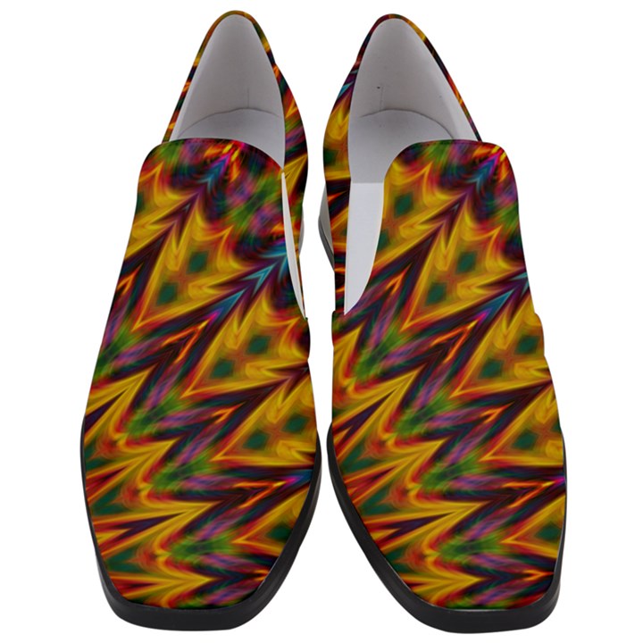 Background Abstract Texture Chevron Slip On Heel Loafers