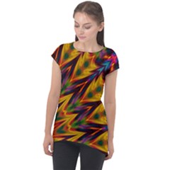 Background Abstract Texture Chevron Cap Sleeve High Low Top