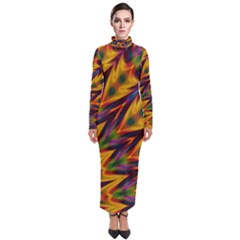 Background Abstract Texture Chevron Turtleneck Maxi Dress