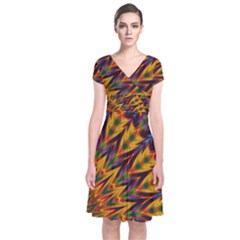 Background Abstract Texture Chevron Short Sleeve Front Wrap Dress by Mariart