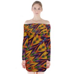 Background Abstract Texture Chevron Long Sleeve Off Shoulder Dress by Mariart