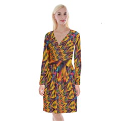 Background Abstract Texture Chevron Long Sleeve Velvet Front Wrap Dress by Mariart